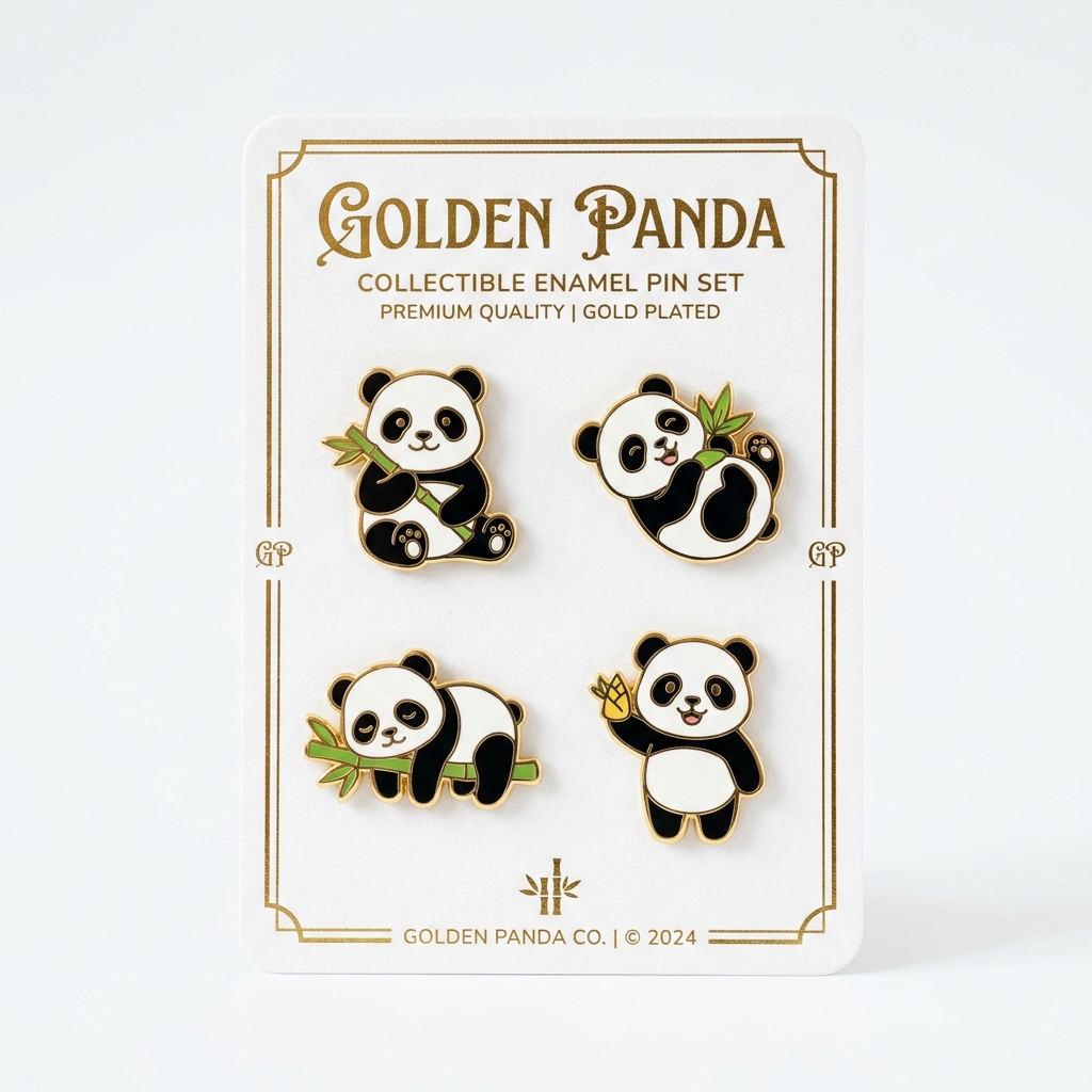 Collector's Enamel Pin Set — character poses on display card